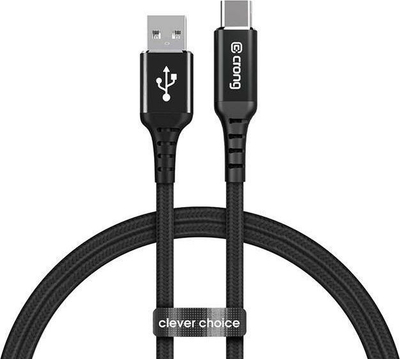 Kabllo USB Crong Armor Link, USB A në USB C, 1.5m, 60W, e zezë