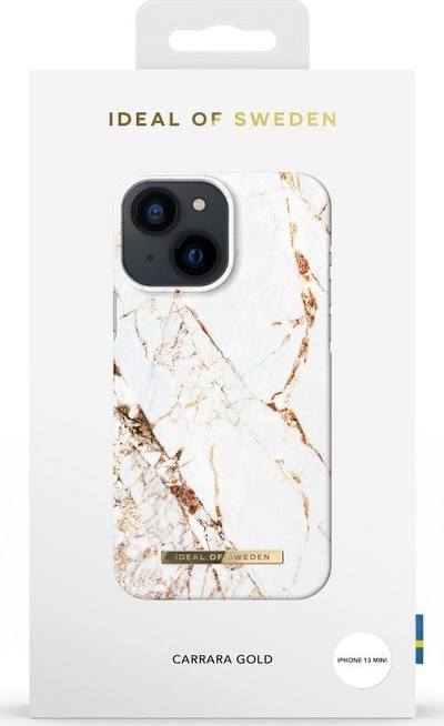 Kopertinë telefoni iDeal of Sweden Fashion Case iPhone 13 Mini Carrara Gold, plastike, shkon me karikim wireless, e bardhë mermeri
