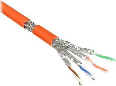 Kabllo rrjeti Alcasa Cat7, 50m, S FTP, portokalli