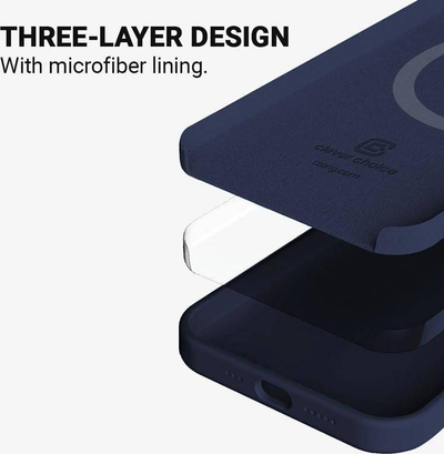 Kopertinë Crong Color Cover Magnetic për iPhone 13 Pro Max, MagSafe, silikoni, blu navy