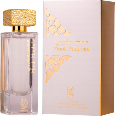 Parfum Nylaa Musk Maghribi, EDP 75ml, unisex, aromë frutash me ambër edhe dru