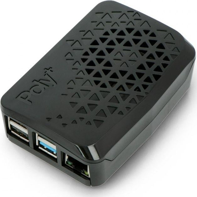 Kuti Argon40 Argon Poly+ për Raspberry Pi 4B, me ventilator, me vrima ajrimi, e zezë