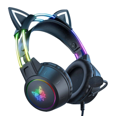 Headset gaming Onikuma X15 Pro, RGB, me veshë mace, i zi