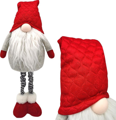 Zbukurim Krishtlindjesh Saska Christmas Gnome me këmbë teleskopike 80-115 cm, kapelë me stof, i kuq