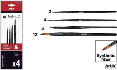Set furçash pikture Profix Professional, 4 copë, fijet sintetike, trup druri i zi