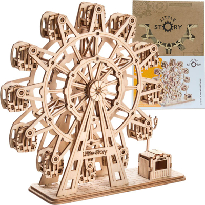 Puzzle druri 3D Little Story Rrota Panoramike, model zbukurimi, ngjyrë druri natyrale