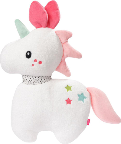 Lodër pelushi Fehn Aiko &amp; Yuki Unicorn, me batanije, 48cm, e bardhë