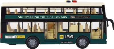 Lodër autobus Leantoys Double Decker, me fërkim, 1:16, jeshile e errët