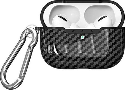 Mbulesë Beline Carbon për AirPods Pro 2, TPU, me karabinë, e zezë