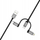 Kabllo karikimi Varta 57937, 3 në 1 Lightning Micro USB USB C, 2m, e zezë