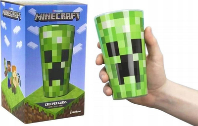 Gotë xhami Minecraft Creeper, 400 ml, me dizajn piksel, jeshile