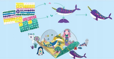 Set loje kreativ Avenir Stick N Play Kafshë Polare dhe të Detit, 8 figurina, 200 ngjitëse