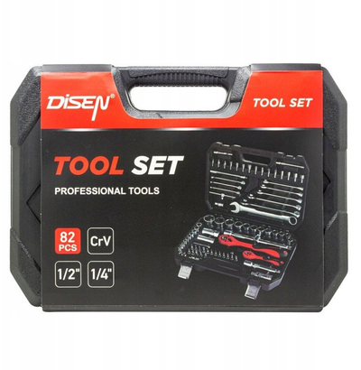 Set çelësash me drita Disen Cr-V 1/2", 32 copa, me valixhe plastike