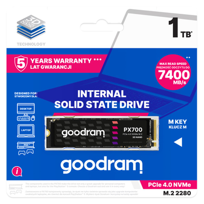 Disk SSD Goodram PX700, M.2, 1.02TB, PCIe 4.0, ngjyrë e zezë