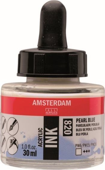 Bojë akrilike Amsterdam Acrylic Ink Pearl Blue, 30ml, efekt perle, blu e çelët
