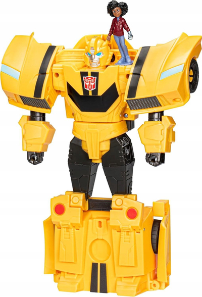 Figurë aksioni Hasbro Transformers EarthSpark Bumblebee Spin Changer, 20 cm, me figurinë Mo Malto 5 cm, e verdhë