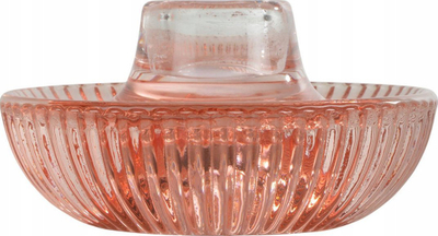 Mbajtëse qiriu Homea Ribbed Glass, xham me vija të valëzuara, rozë