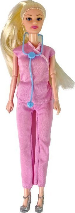 Kukull doktoreshë LeanToys Doctor, 30 cm, me gjëra loje, rozë