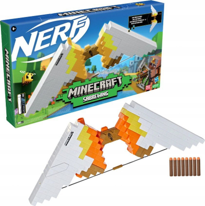 Hark lodër Hasbro NERF Minecraft Sabrewing, me motor, me 8 shigjeta me shkumë, shumëngjyrësh