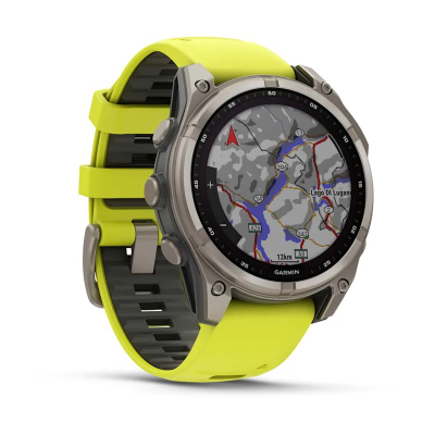 Ora sportive Garmin Fenix 8 Solar Sapphire, GPS, Titanium, e verdhë