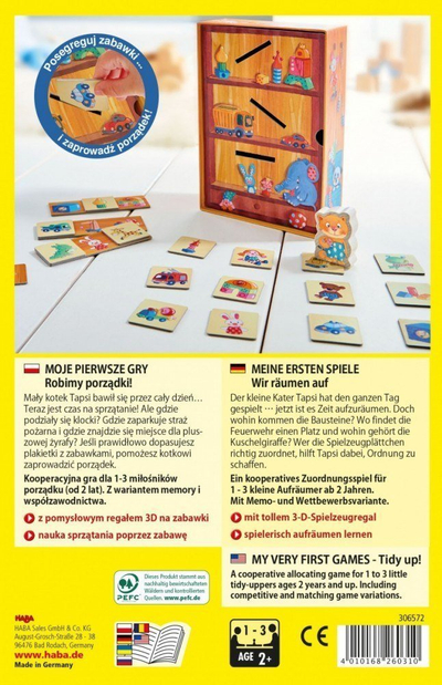Lojë edukative Haba My Very First Games Tidy Up, 2+ vjeç, për terapi të të folmes, shumëngjyrëshe
