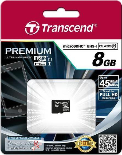 Kartë memorie Transcend Premium MicroSDHC 8 GB Class 10 UHS-I/U1