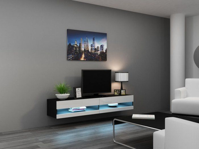 Komodë TV Cama VIGO RTVVIGO180N, 180cm, 2 rafte, e bardhë me të zezë