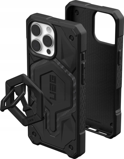 Maskë UAG Monarch Pro MagSafe për iPhone 16 Pro Max, me ring stand, karbon e zezë