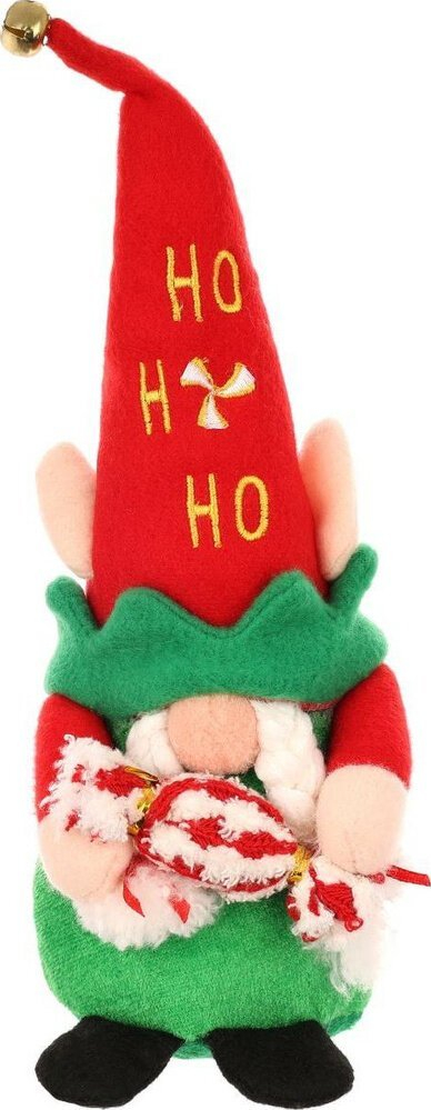 Figurinë dekoruese për Krishtlindje Saska Christmas Elf Gnome Dwarf, 28 cm, e kuqe me jeshile