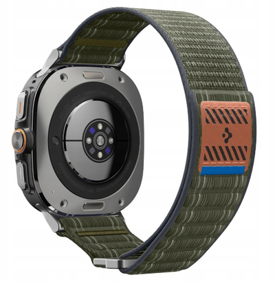 Ремен за часовник Spigen Fabric Band за Samsung Galaxy Watch Ultra 47mm, текстил, затворање со самолеплива лента, зелен