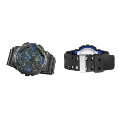 Ora dore Casio G Shock GA 100, kronometër, rezistente ndaj ujit 20 bar, e zezë