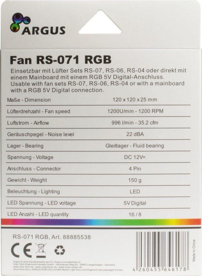 Ладилник Argus RS-071 RGB, 120 мм