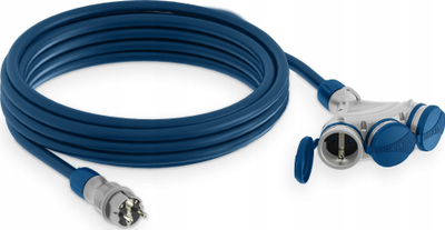 Parazgjedhës ndërtimi KEL W-01181, 3 priza me tokëzim, 10m, IP54, gri blu