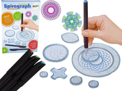 Set vizatimi Spirograph me rrota gjeometrike, me bojra shumëngjyrëshe
