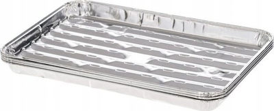 Tabaka alumini për barbecue, 34x23x3 cm, 4 copë në paketim, ngjyrë argjendt