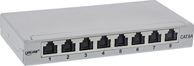 Patch panel InLine Cat.6A, 8 porta, 0.5U, gri