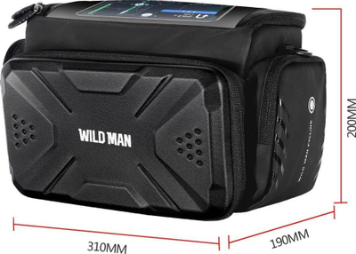 Торба за волан на велосипед WildMan, 4L, водоотпорна, црна