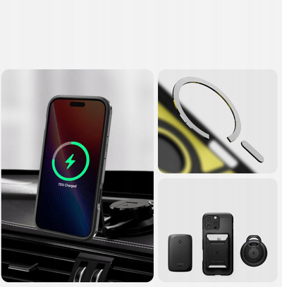 Kapak telefoni Spigen Tough Armor T MagSafe për iPhone 17, me mbrojtje të fortë, i zi