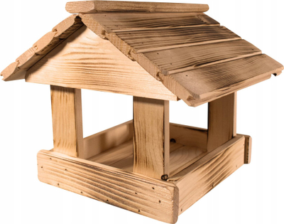 Хранилка за птици Solid Wooden, смреково дрво, 25x30x28 cm, природна