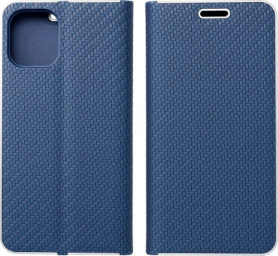 Futrollë libër Vennus Book Carbon për iPhone 15, me stand, blu