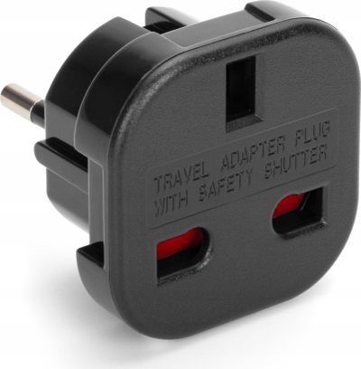 Adapter udhëtimi MONTIS MT122-C, prizë polake në prizë UK, i zi