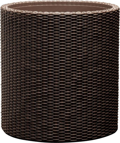 Vazo lulesh Keter Cylinder L, 43.7 x 44.3 cm, plastikë ratan, kafe