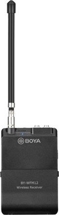 Sistem mikrofoni wireless BOYA BY-WFM12, VHF me 12 kanale, për smartphone, DSLR e PC, ngjyrë e zezë