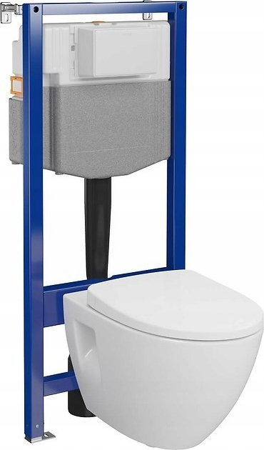 Set kornizë e fshehtë WC Cersanit Aqua 50 Mech, Moduo Plus Oval CleanOn, ulëse Slim Wrap, e bardhë