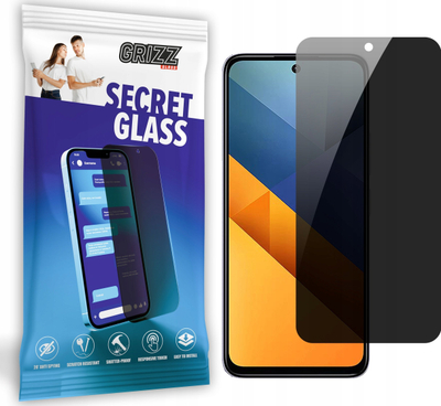 Xham privatësie Grizz SecretGlass për Xiaomi Poco M6, mbrojtës ekrani, xham i temperuar, transparent