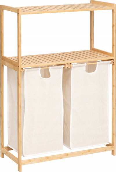 Raft buke Bamboo Tidy Box, 72 x 33 x 109 cm, 2 shporta, bezhë