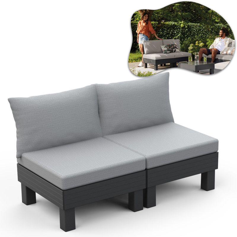 Divan kopshti Elements 2seater, dy vende, modular, gri