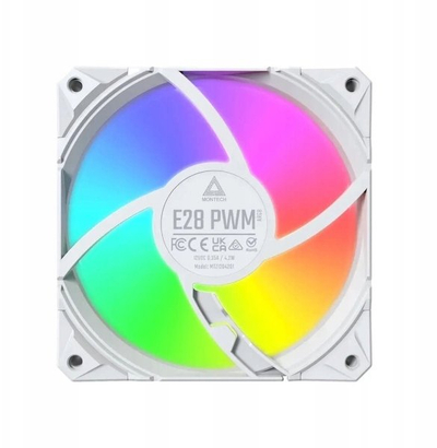 Вентилатори за компјутер Montech E28 ARGB, сет 3x120mm PWM, со fan hub, бели