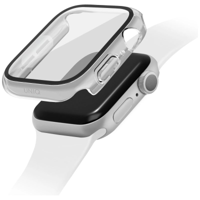 Заштитна маска Uniq Nautic за паметен часовник Apple Watch 46mm, со вградено стакло, проѕирна