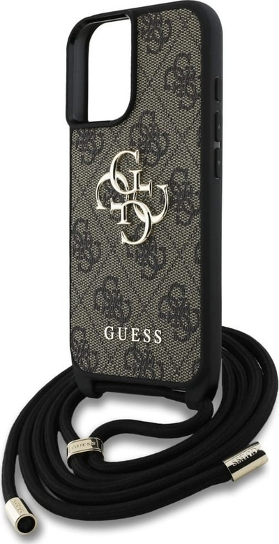 Mbulesë telefoni Guess GUHCP16SP4GMGCRW, për iPhone 16, PU, logo e madhe 4G, kafe